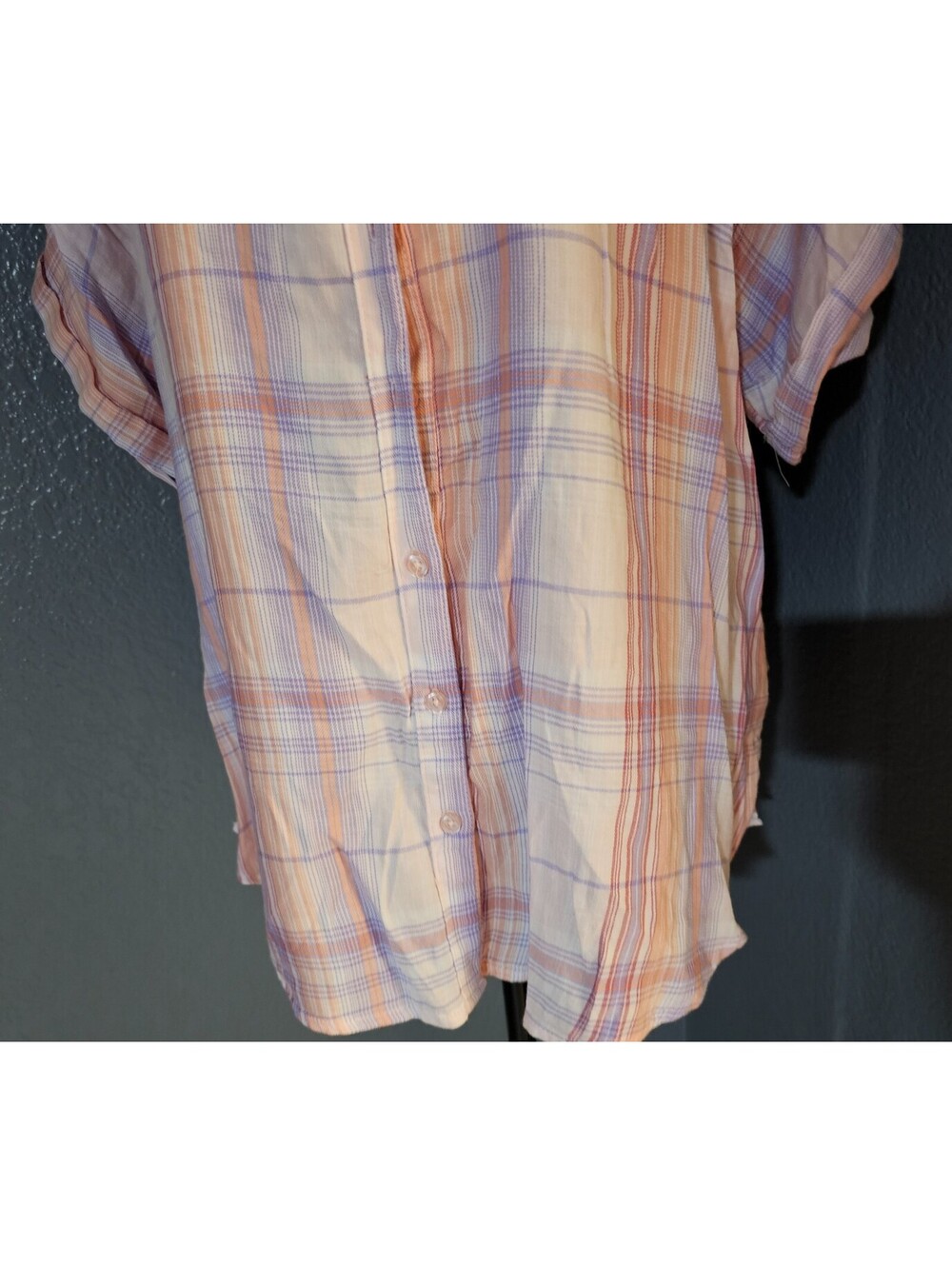 Women's Gloria Vanderbilt Button Up Blouse Size XXL Multicolor Short Sleeve Top - Picture 7 of 13